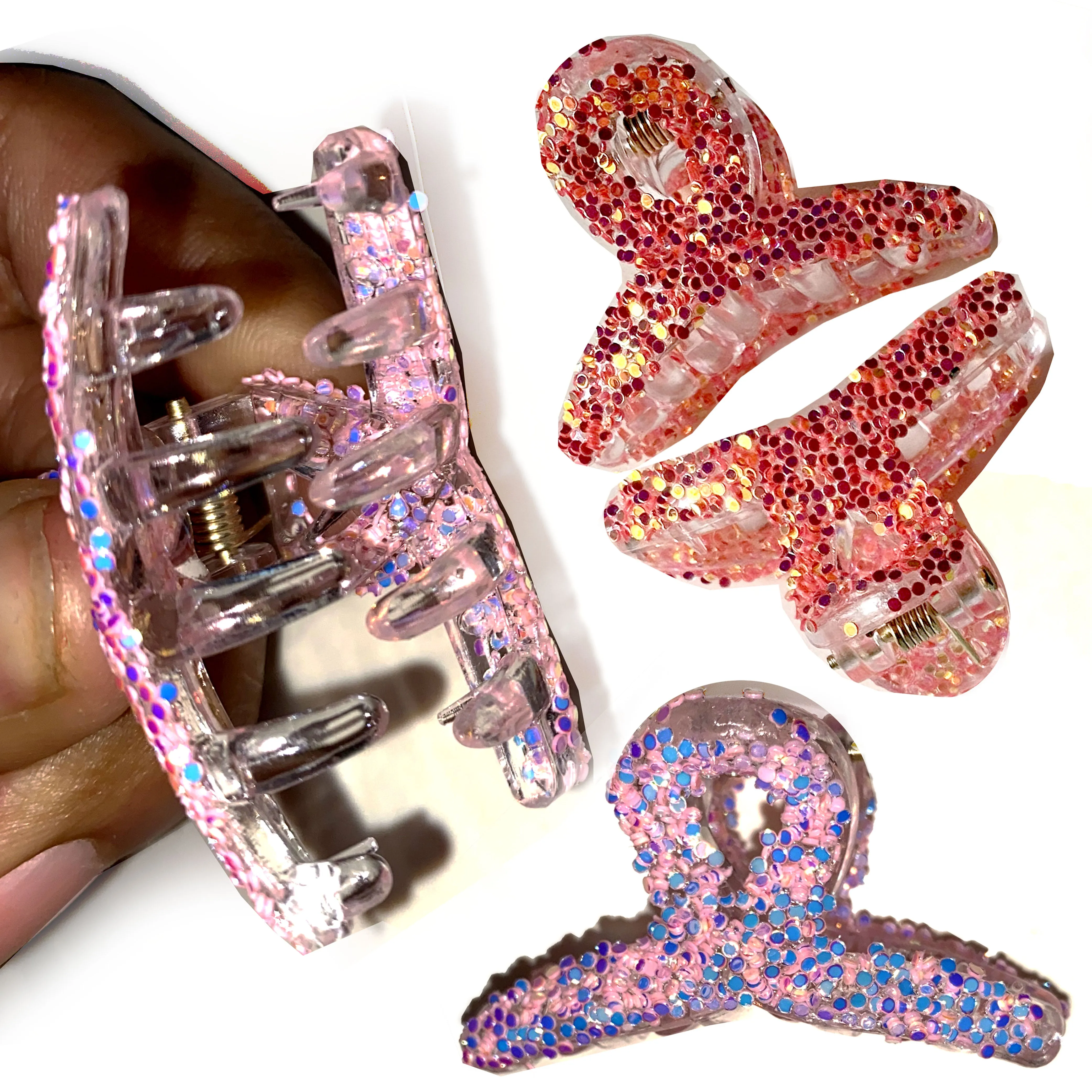 4 Pc Mini Jaw Hair Clips Claw Glitter Multi Colors Hairpin Grip Barrettes Clamps