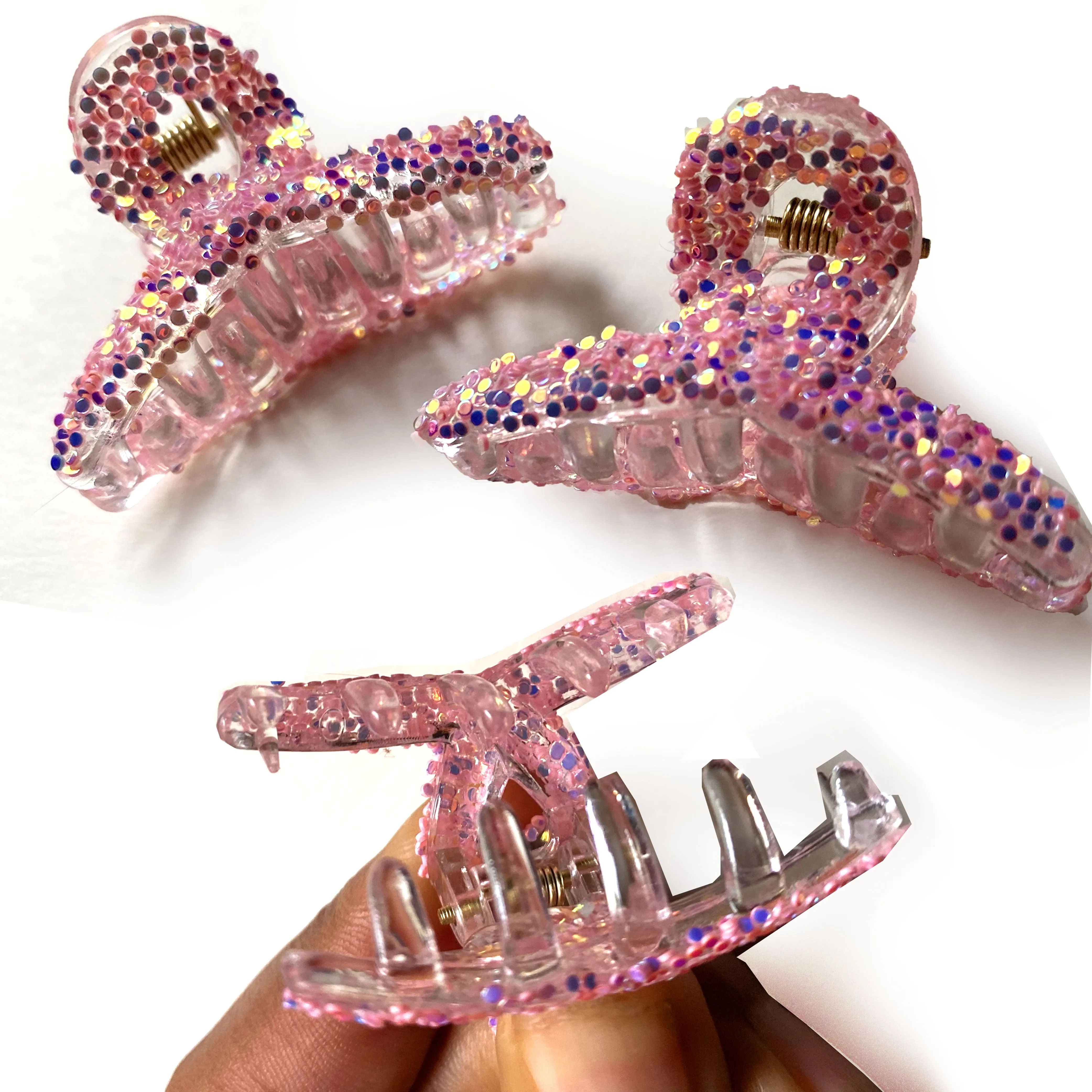 4 Pc Mini Jaw Hair Clips Claw Glitter Multi Colors Hairpin Grip Barrettes Clamps