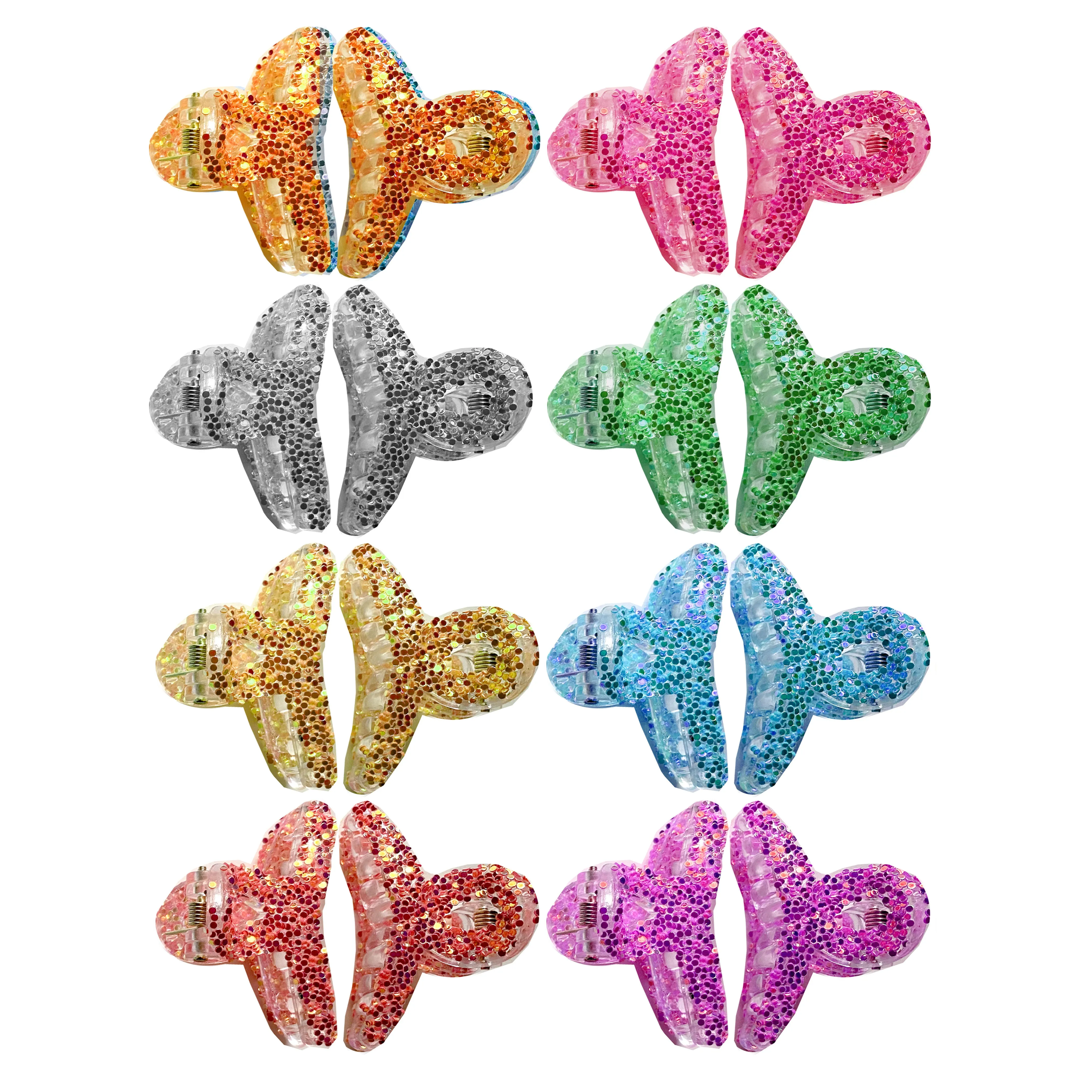 4 Pc Mini Jaw Hair Clips Claw Glitter Multi Colors Hairpin Grip Barrettes Clamps
