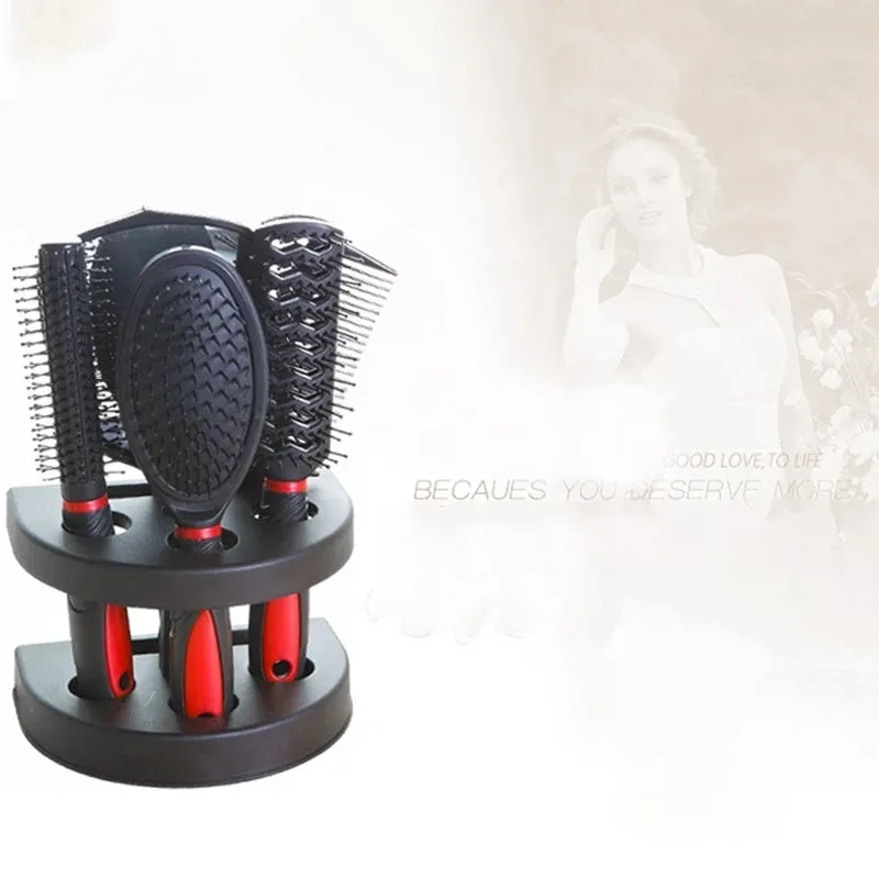 5 Pcs Salon Hair Comb Brush Mirror Set