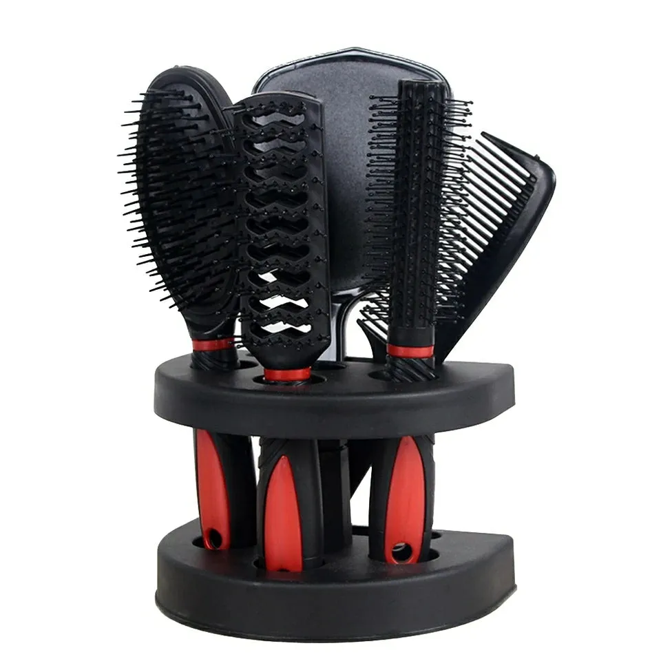 5 Pcs Salon Hair Comb Brush Mirror Set