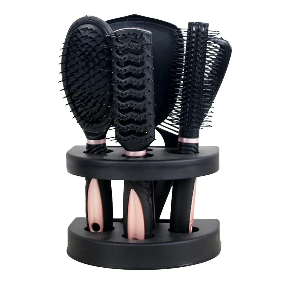 5 Pcs Salon Hair Comb Brush Mirror Set