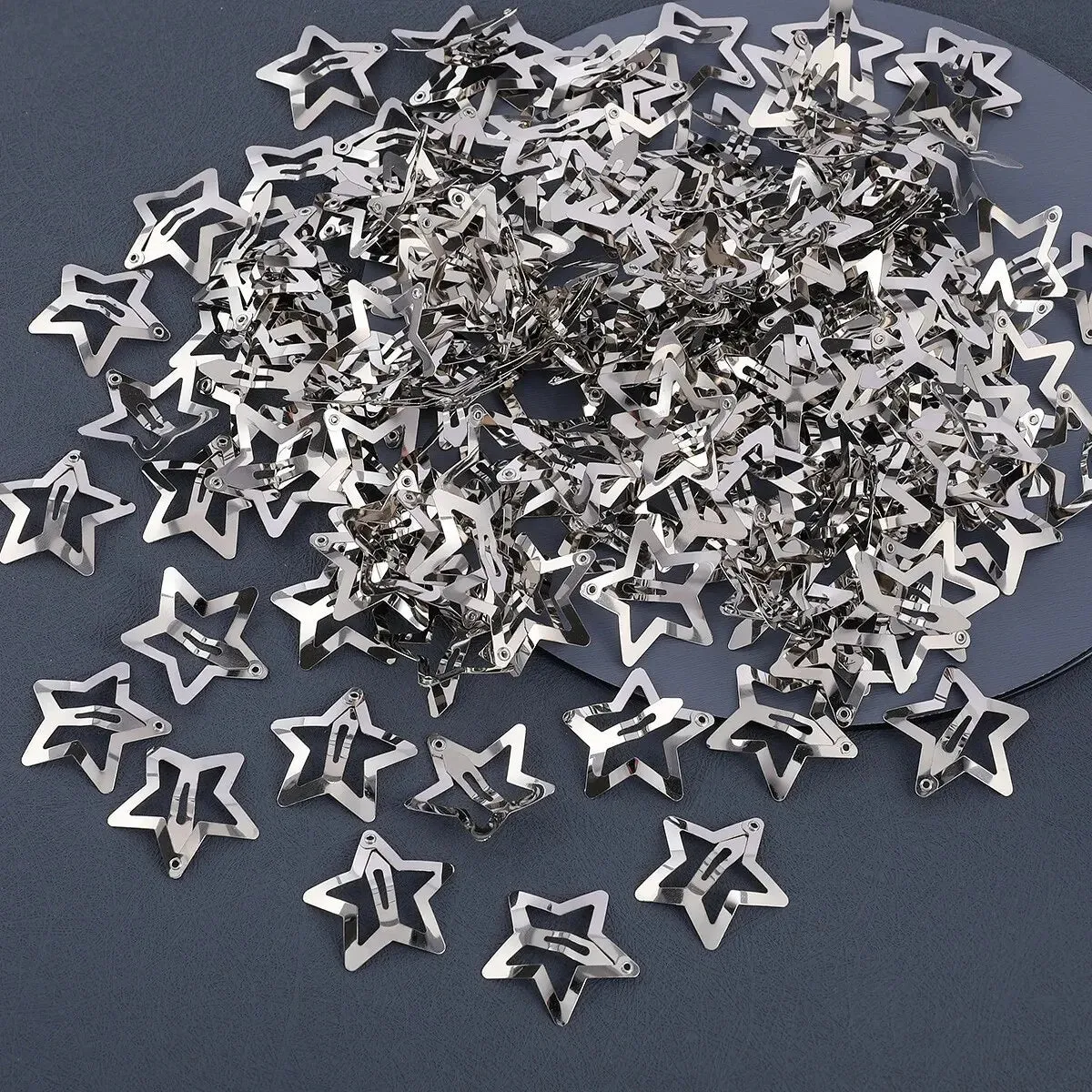 50pcs Y2k Silver Star Hair Clips for Girls Filigree Star Metal Snap Clip for Women Simple Bb Hairpins Barrettes Hair Accessories