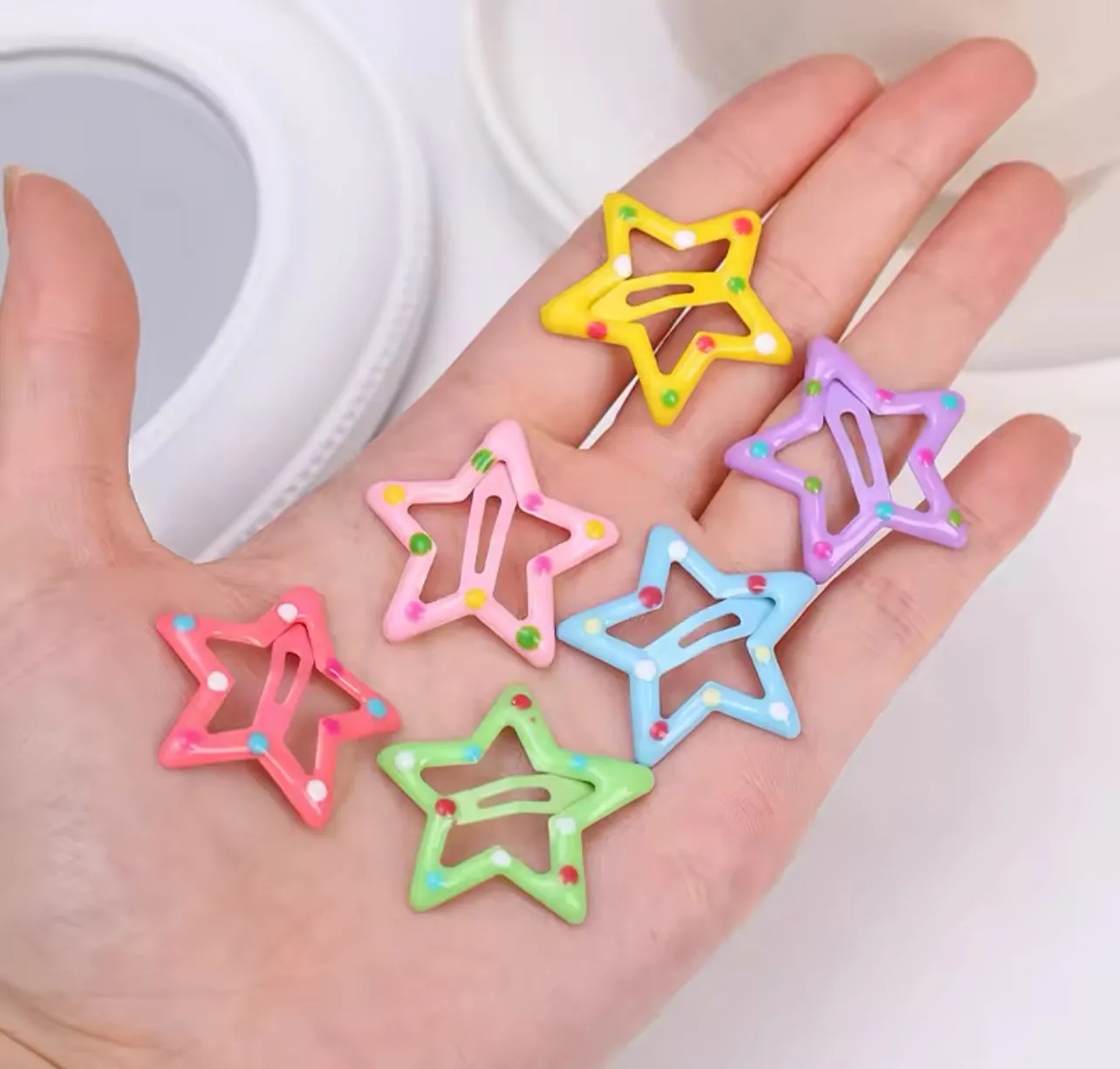 7Pcs Kids Star Snap Hair Clips for Girls Clip Pins BB Hairpins Color Metal Barrettes for Baby Children Women Styling Accessories