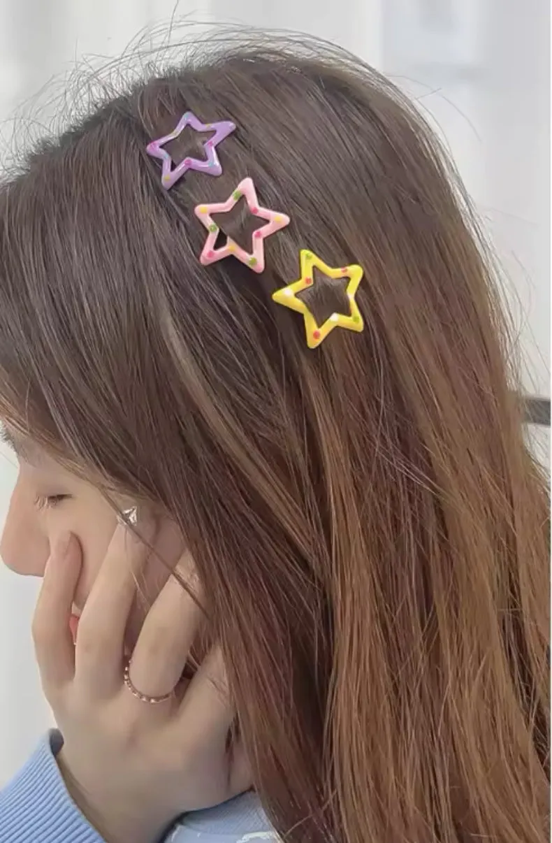 7Pcs Kids Star Snap Hair Clips for Girls Clip Pins BB Hairpins Color Metal Barrettes for Baby Children Women Styling Accessories
