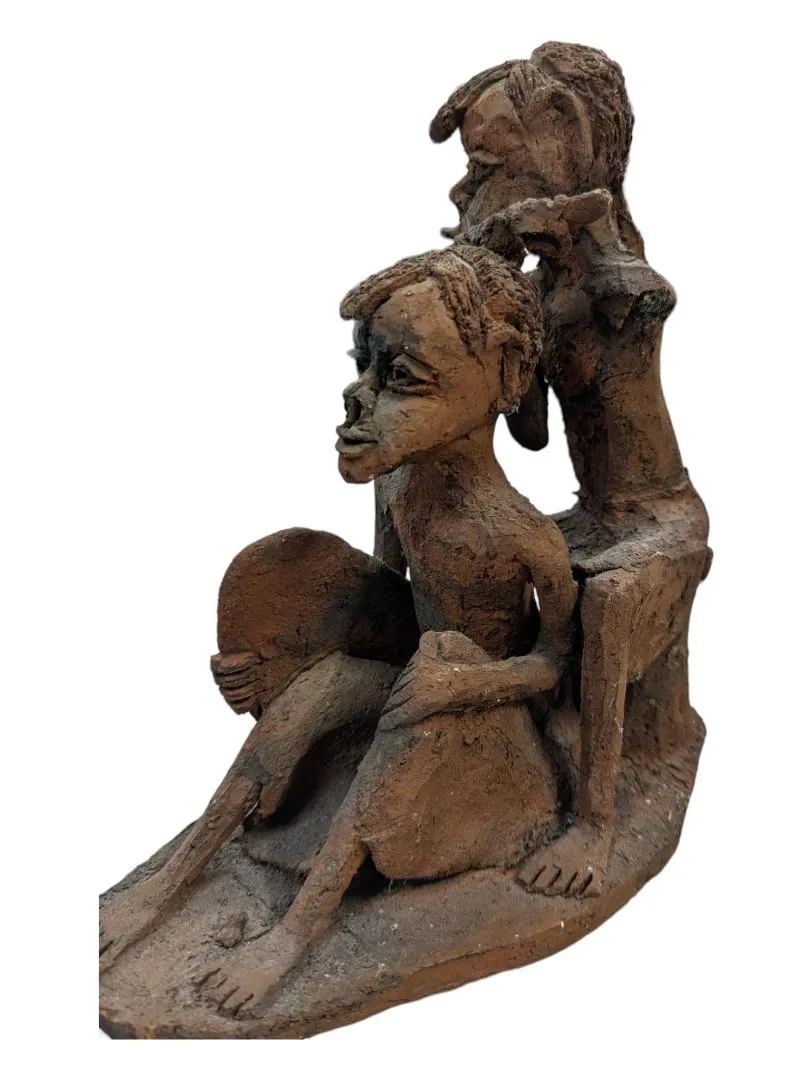 ANTIQUE AFRICAN TERRACOTTA POTTERY STATUE SCULPTURE