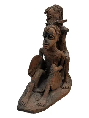 ANTIQUE AFRICAN TERRACOTTA POTTERY STATUE SCULPTURE