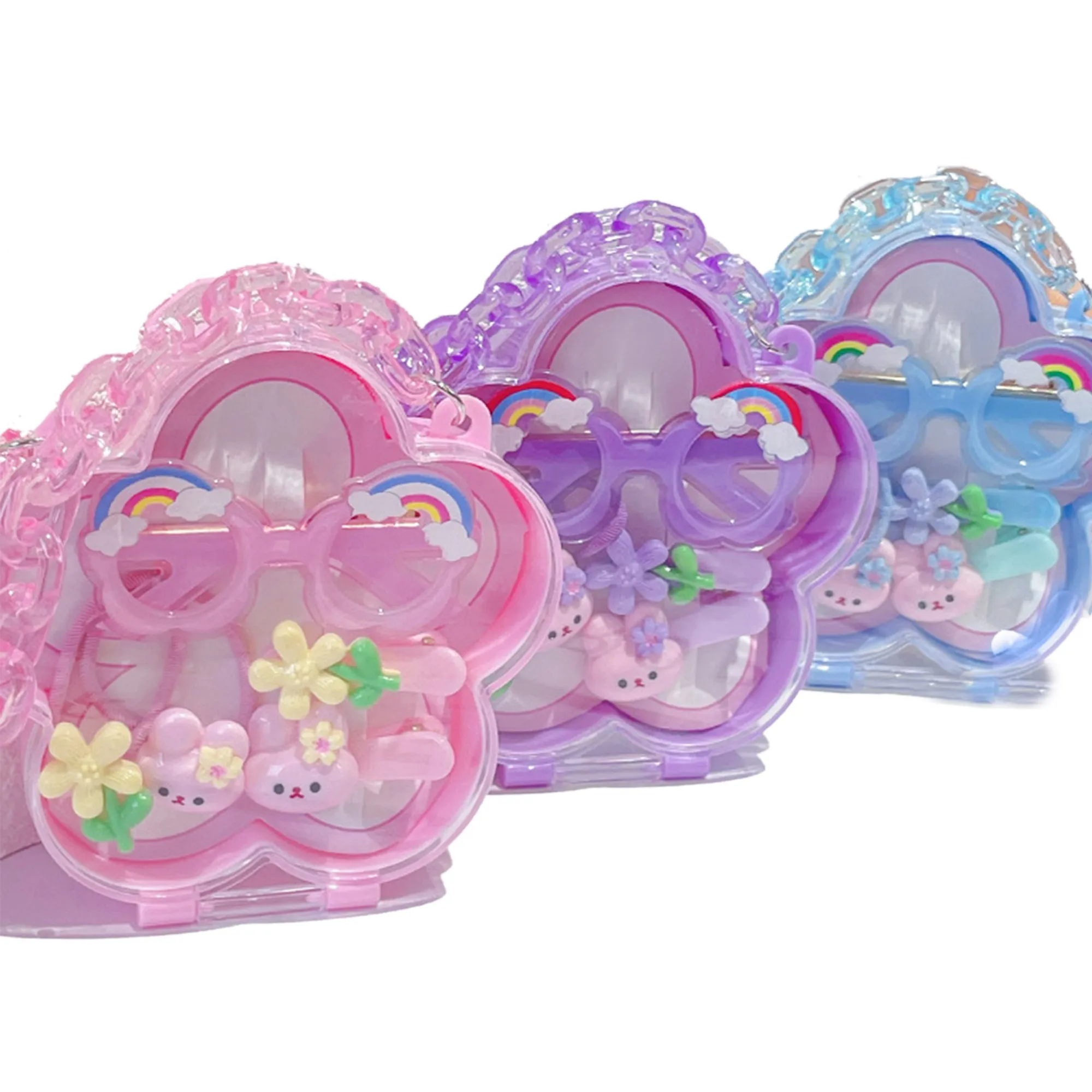 Babymoon Girl Baby Gift Box Set of 6 | Sunglasses | Baby Girl Hair Accessories | Hair Clips | Rubber Band | Purple