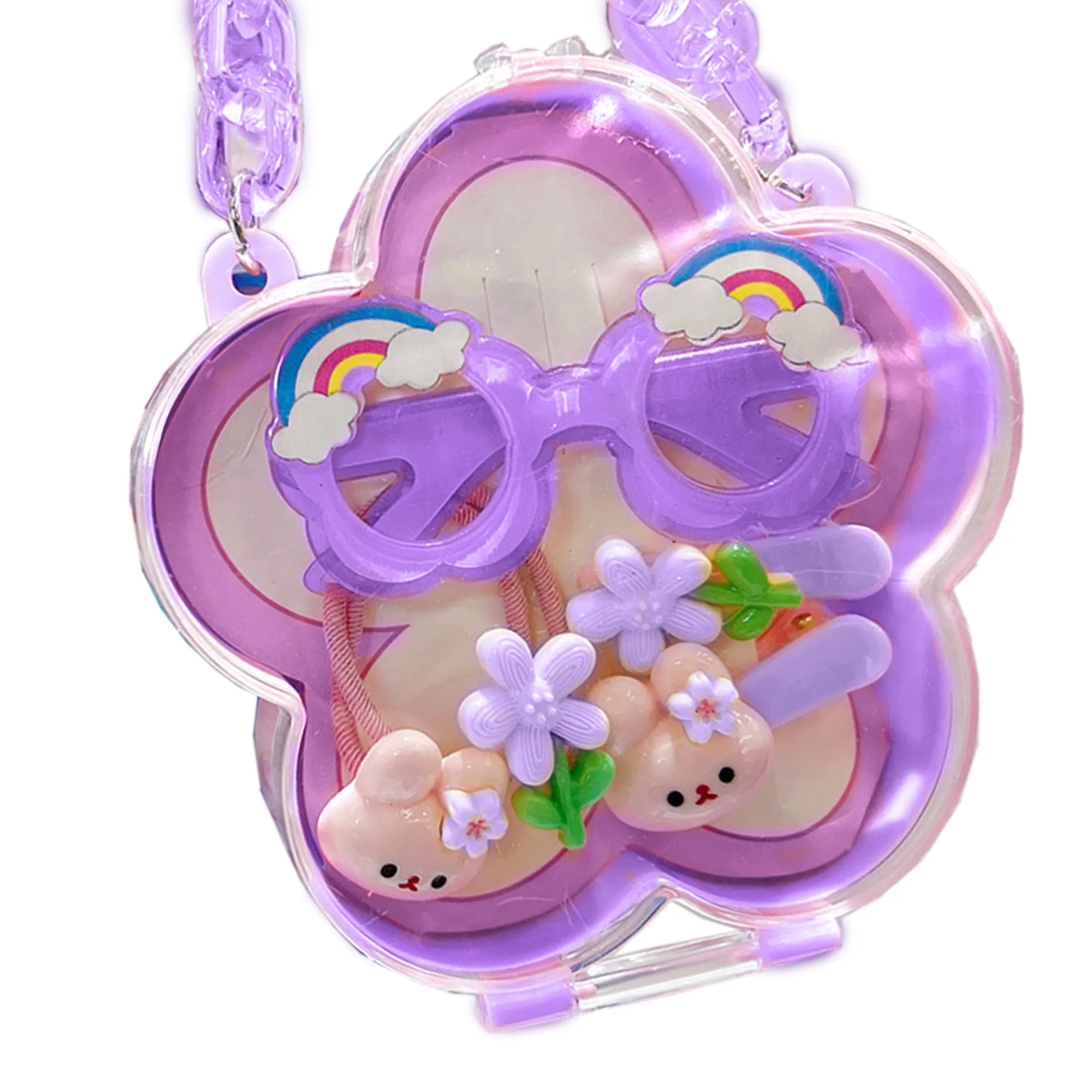 Babymoon Girl Baby Gift Box Set of 6 | Sunglasses | Baby Girl Hair Accessories | Hair Clips | Rubber Band | Purple