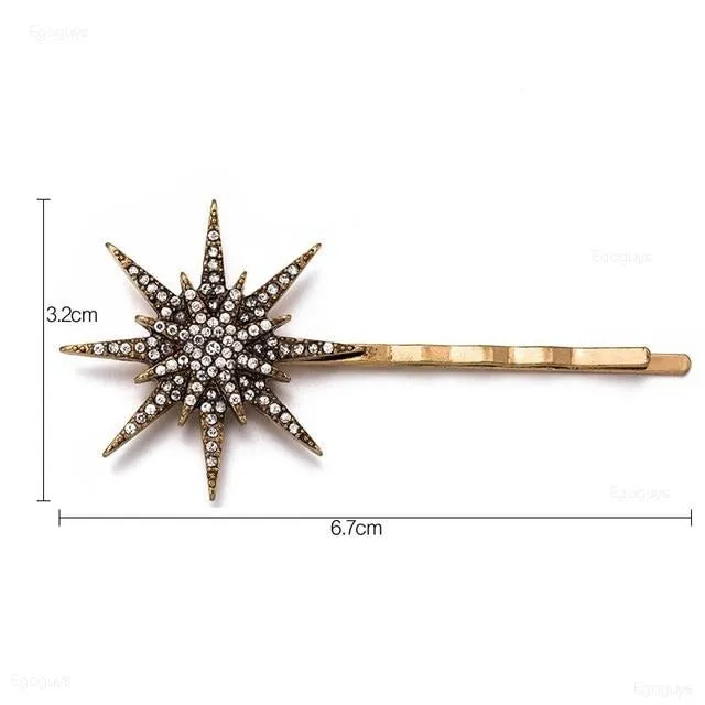 Barrettes lune, flocon de neige toil bohme, romantique.