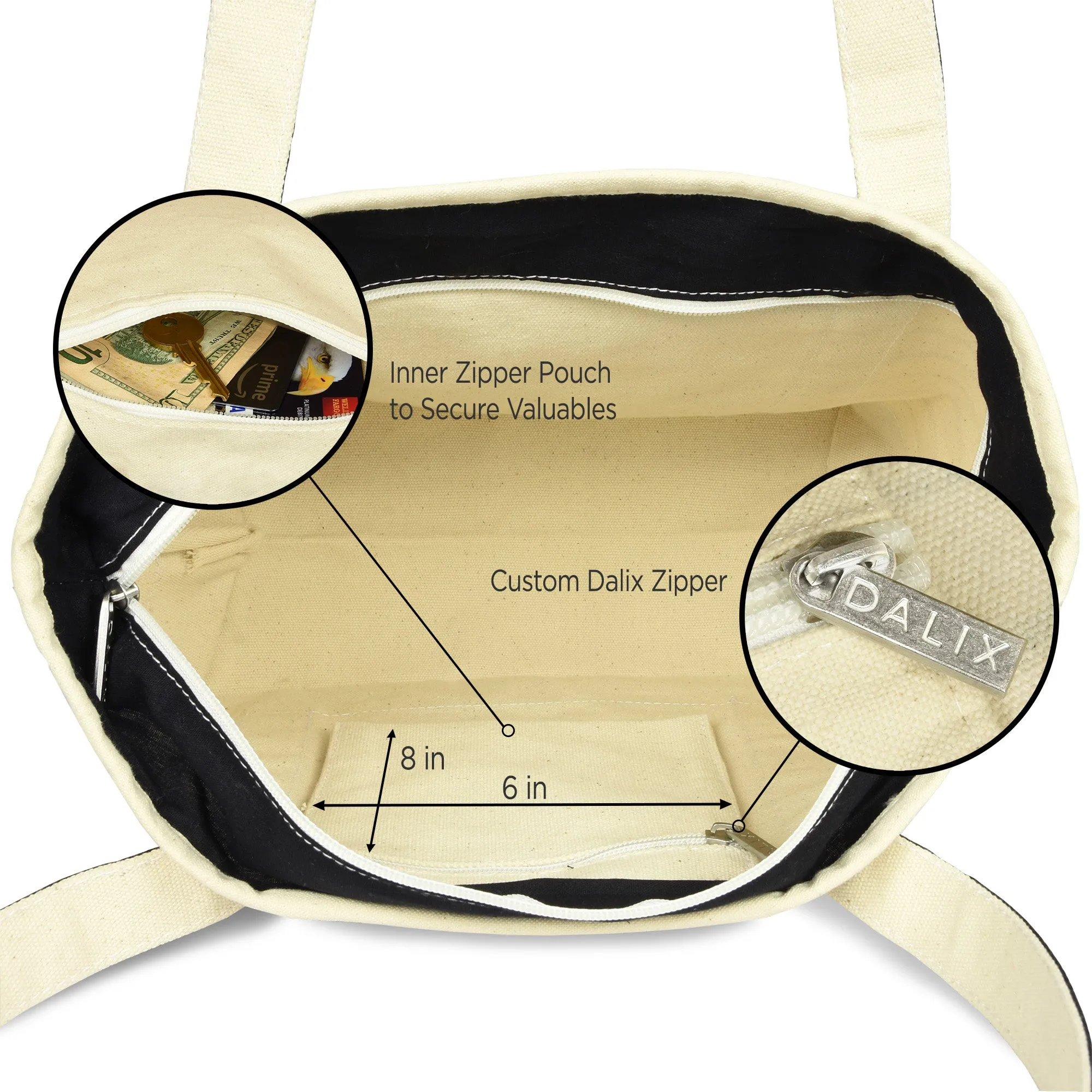 Dalix Striped D-Initial Tote Bag Womens Ballent Letter D