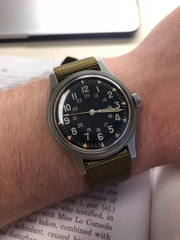 GG-W-113 U.S 1960s Pattern Military Watch with Shatter and Scratch Resistant Sapphire Box Crystal (automatic)