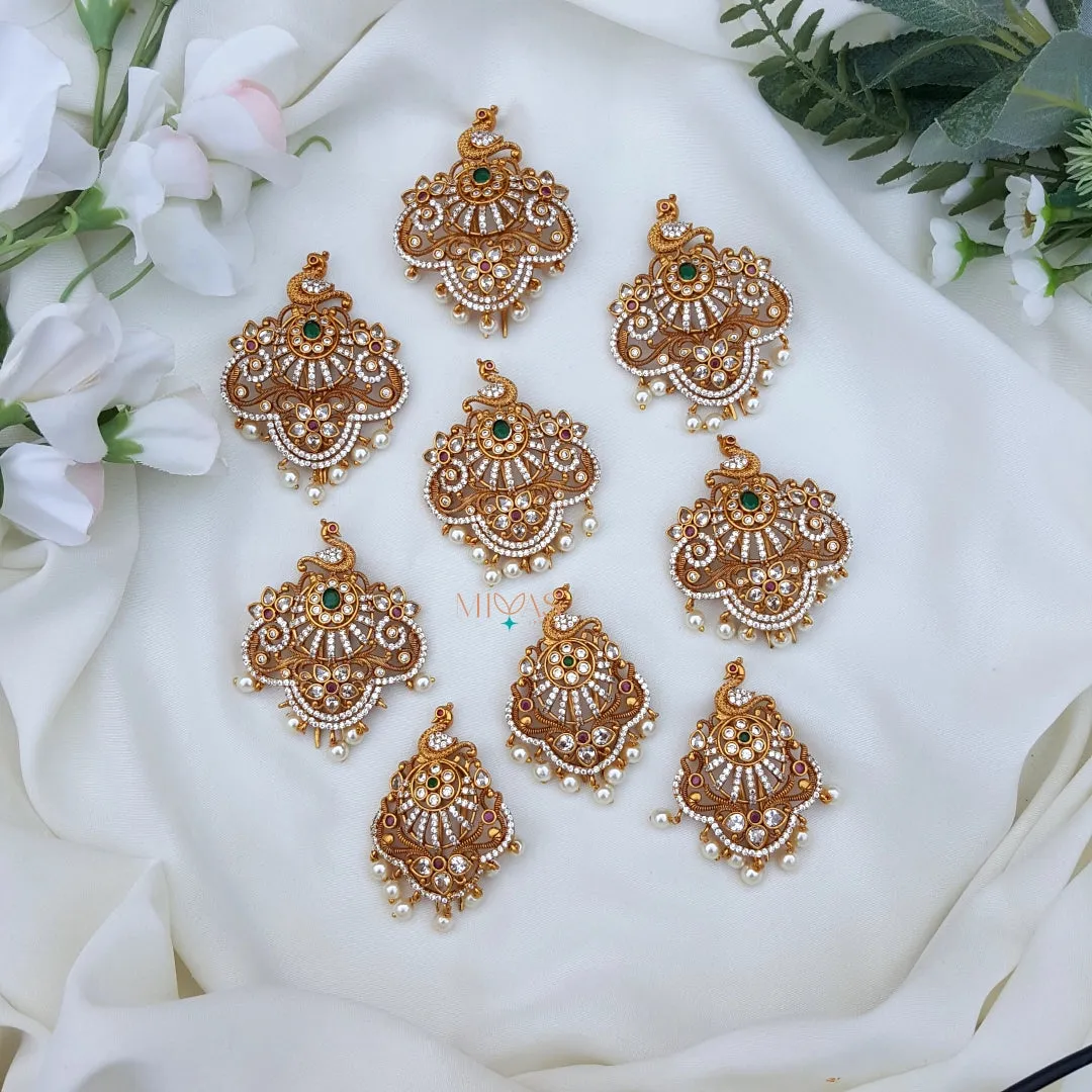 Graceful Peacock Design 9 Pieces Jadai Billai Set