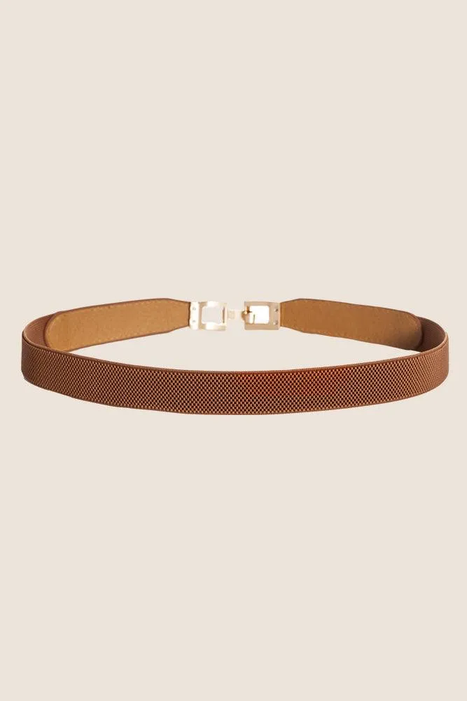HN Women Metal Hook Polyurethane Leather Waist Belt Stretchy Waistband