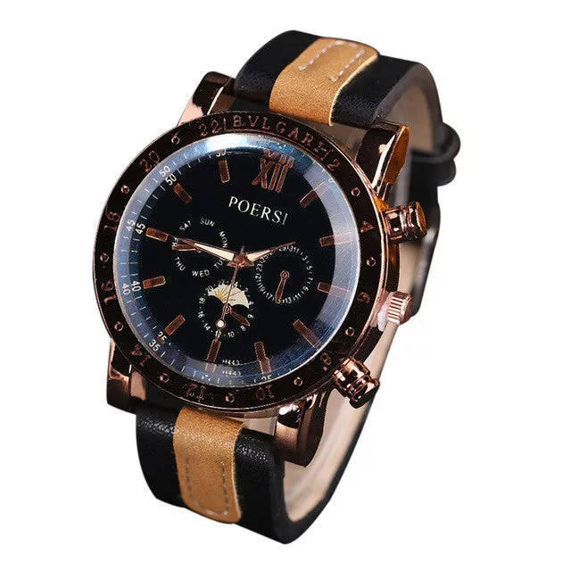 Luxury Dress Clock Men's Watches Analog Saat Quartz Faux Leather Sport Wrist Watch Relogio Masculino Large Discount