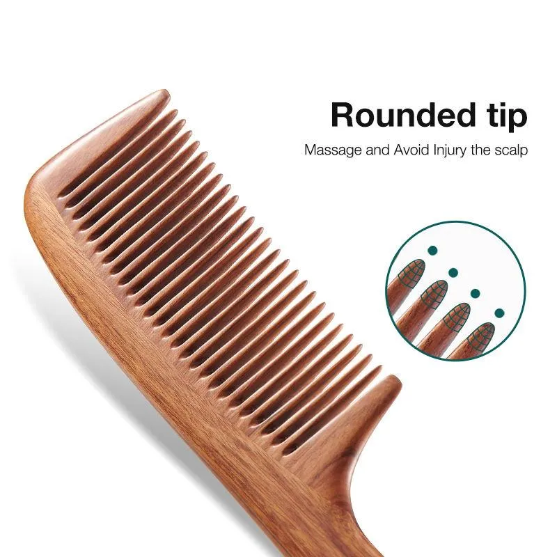 Natural Wooden Fine Tooth Comb for Hair Care and Scalp Massage