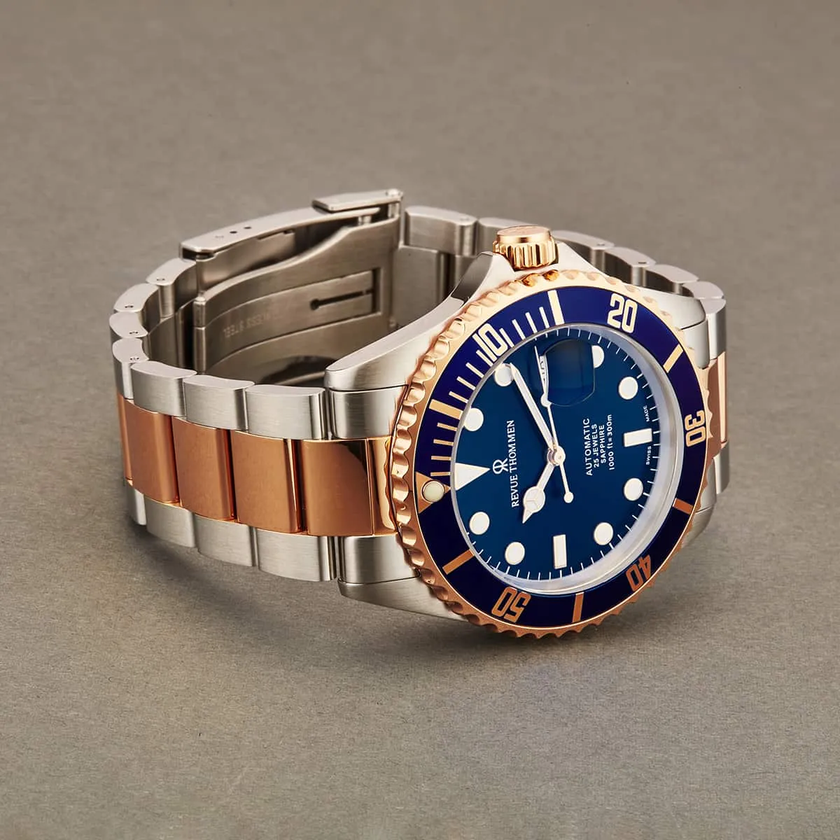 Revue Thommen 17571.2155 'Diver' Blue Dial Two Tone Stainless Steel Swiss Automatic Watch