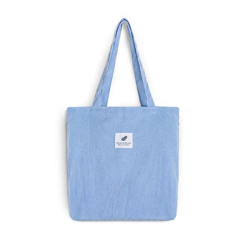 Simple INS Corduroy Shopping Tote Bag