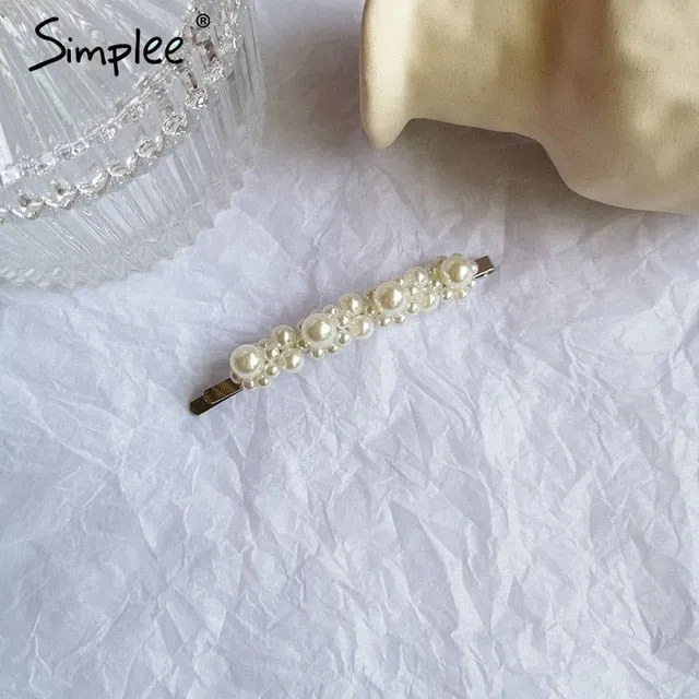 Simplee Fashion pearl hair clip Women