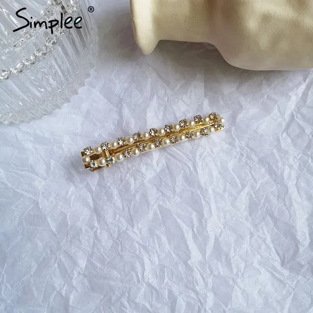 Simplee Fashion pearl hair clip Women