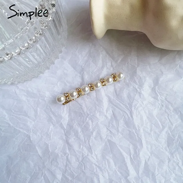 Simplee Fashion pearl hair clip Women