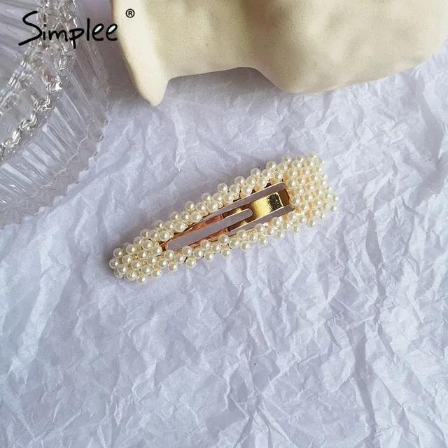 Simplee Fashion pearl hair clip Women