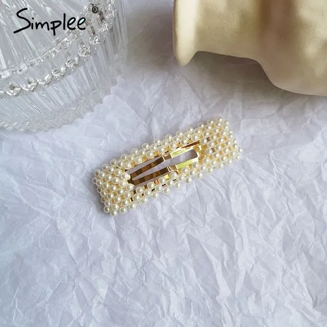 Simplee Fashion pearl hair clip Women