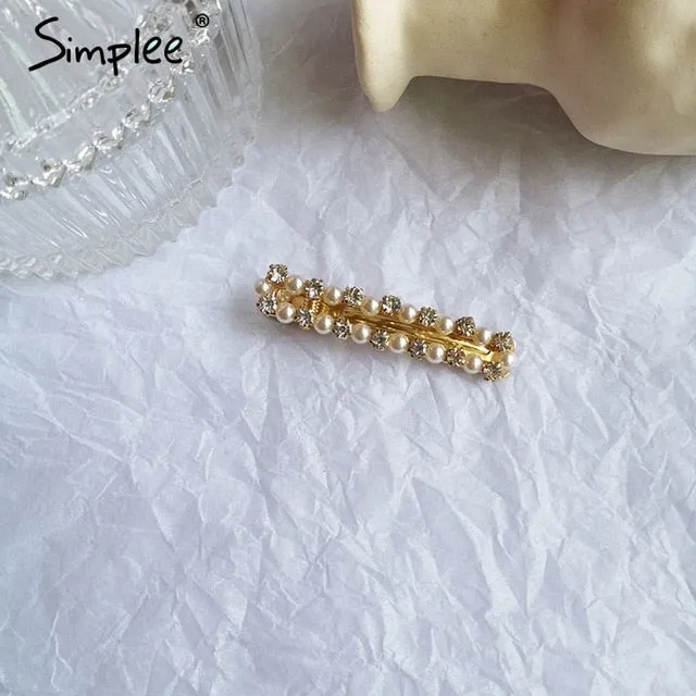 Simplee Fashion pearl hair clip Women