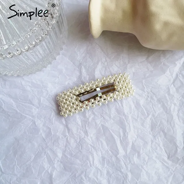 Simplee Fashion pearl hair clip Women