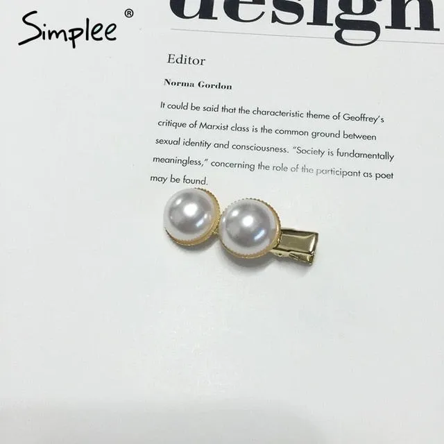 Simplee Fashion pearl hair clip Women