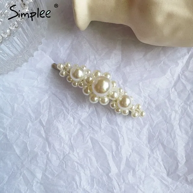 Simplee Fashion pearl hair clip Women
