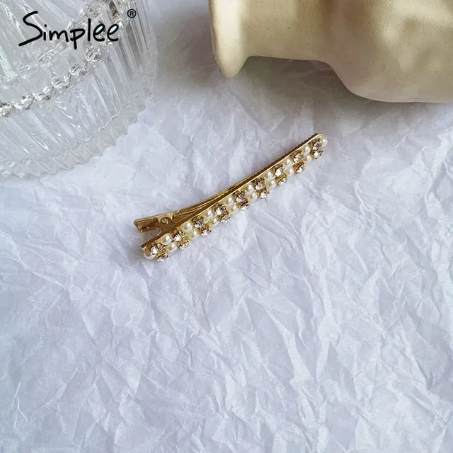 Simplee Fashion pearl hair clip Women