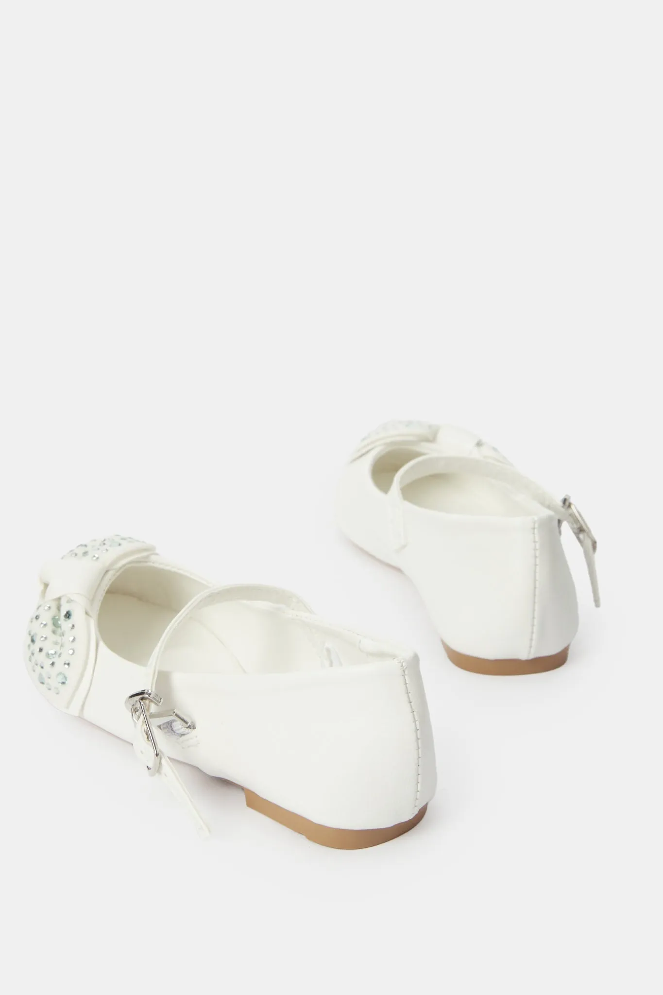 White Diamante Bow Ballerina