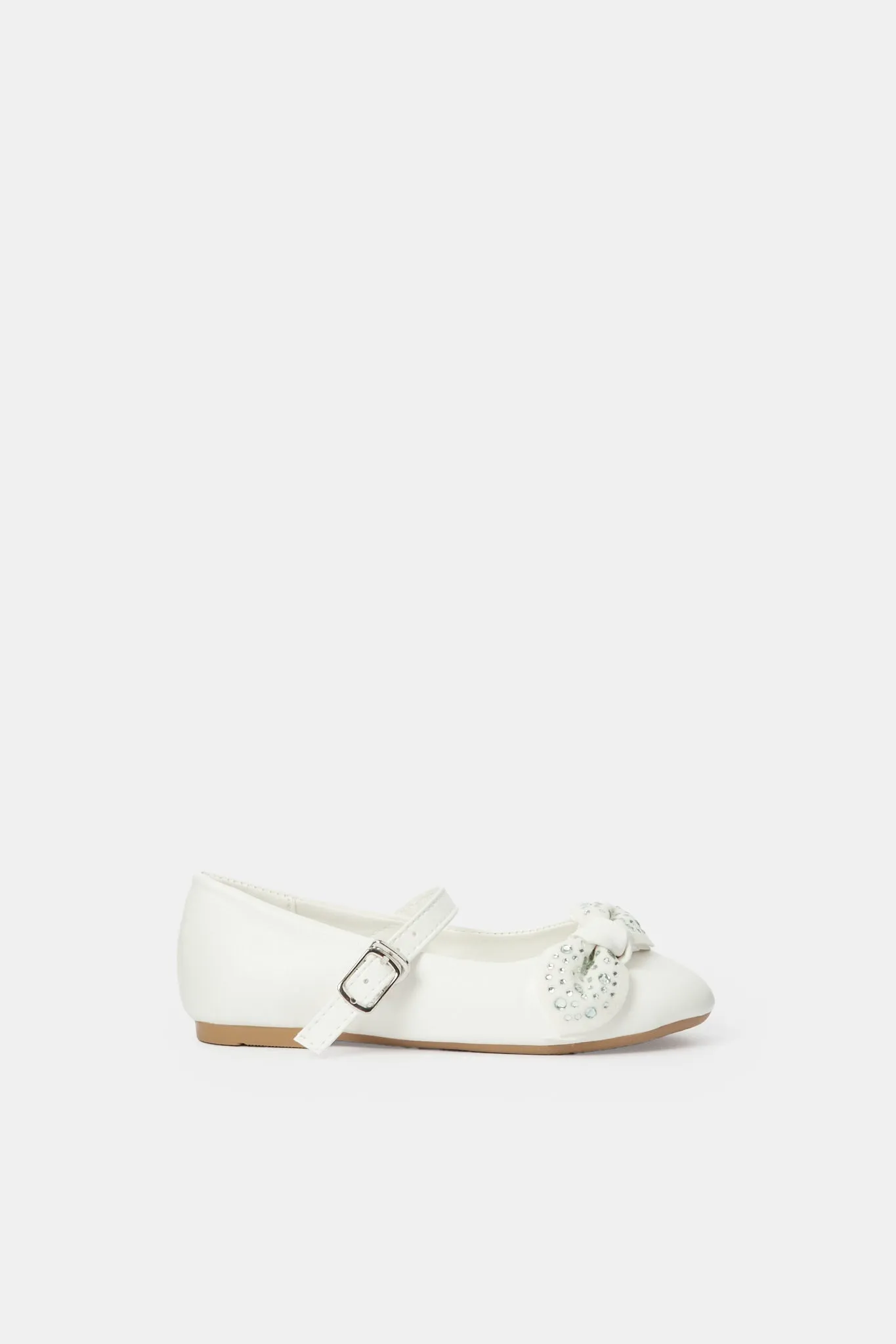 White Diamante Bow Ballerina