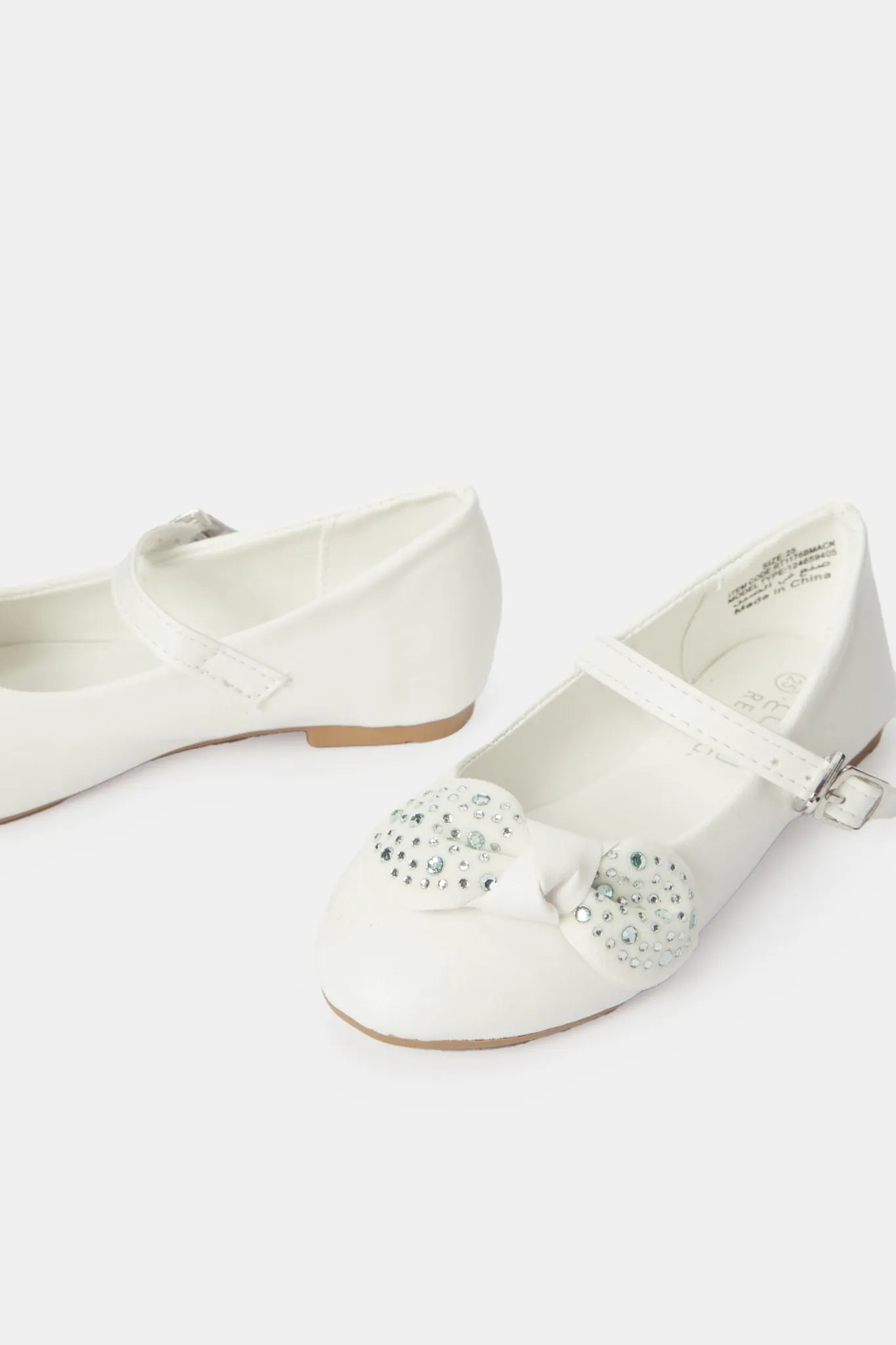 White Diamante Bow Ballerina